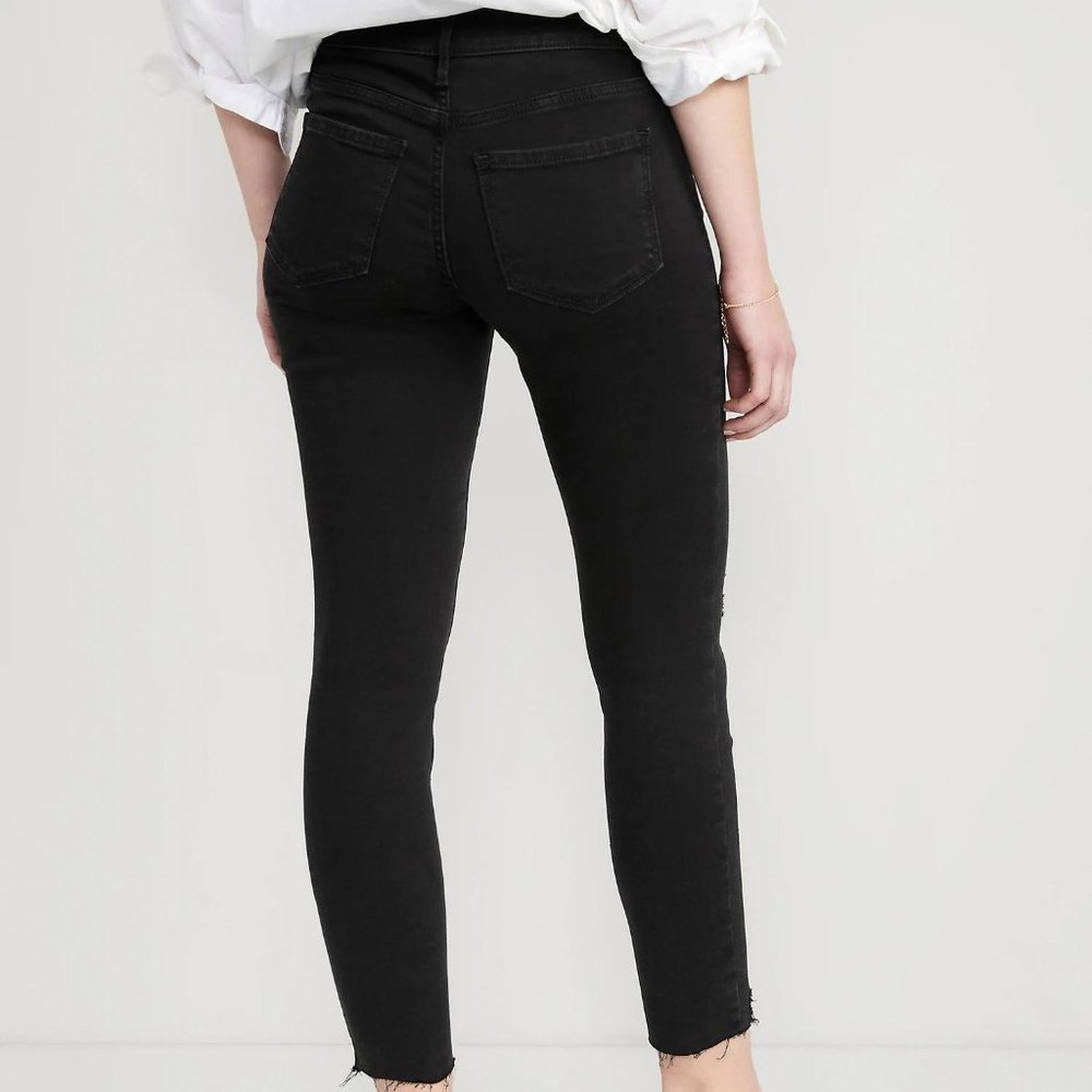 Mid-Rise Rockstar Super-Skinny Raw-Edge Ankle Jeans for Women - Picture 3 of 10